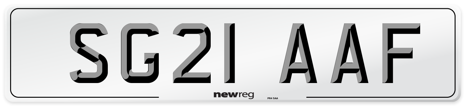 SG21 AAF Number Plate from New Reg
